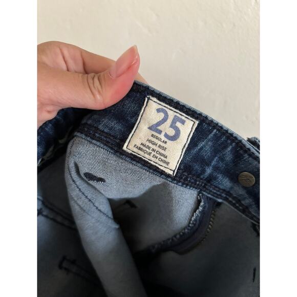 Free People Shorts Women's 25 We The Free Long Denim Cutoff High Rise - Picture 7 of 9